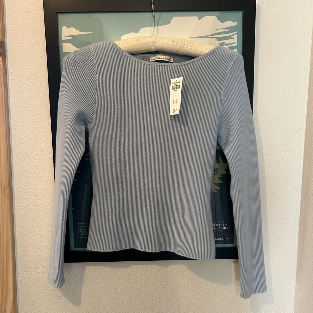 NWT Abercrombie & Fitch Blue Ribbed Top sz Small Orig. $70